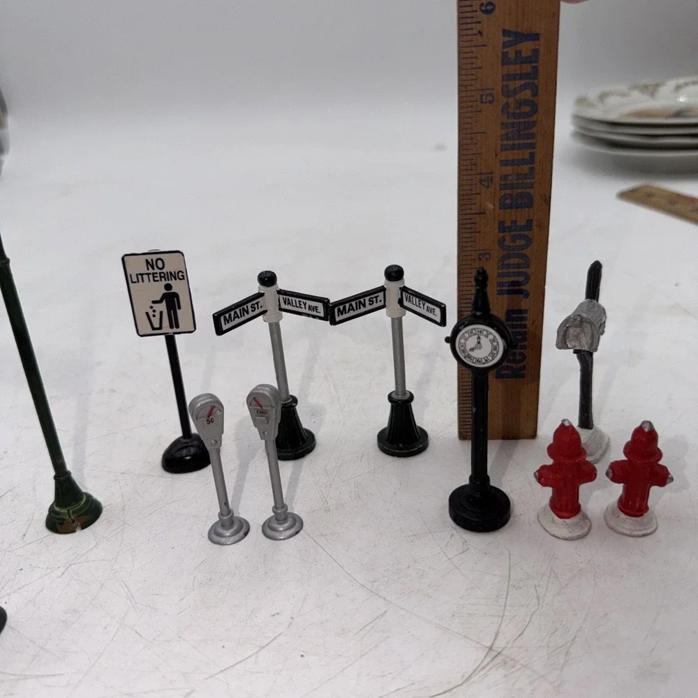 Vintage Lemax Village Main Street Sign Clock Mailbox Parking Meter Mixed LOT 11